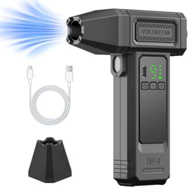 Imagem de Espanador de ar comprimido elétrico, mini soprador de ar recarregável sem fio de 100.000 RPM com ventilador turbo, ajustável de 9 velocidades, luz LED e display digital, PC, teclado, computador, carro