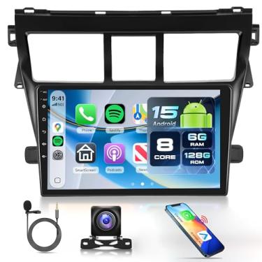 Imagem de [8Core 6+128G] Rádio automotivo para Toyota Yaris Vios 2007 2008 2009 2010 2011 2012 com Carplay sem fio Android Auto, 5GWIFI + navegação GPS, tela sensível ao toque IPS de 9 polegadas, som automotivo