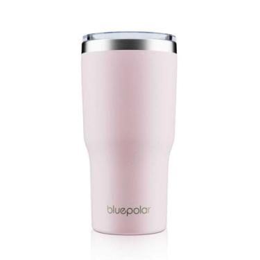 Imagem de BLUEPOLAR Copos de café gelado de 590 ml com tampas e canudo, garrafa de água isolada de aço inoxidável, caneca de café de viagem para bebidas frias e quentes, matcha, chá, suco (rosa)