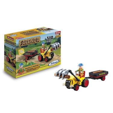 Imagem de Blocos de Montar Fazenda Reboque de Madeira 110pç