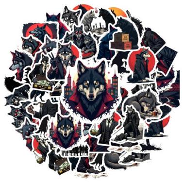 Imagem de 35 peças de adesivos de lobo máfia faça-você-mesmo pacote de adesivos lobo animais adesivos para laptop, motocicleta, bagagem, telefone, faça você mesmo, telefone, guitarra, laptop, notebook, mala de