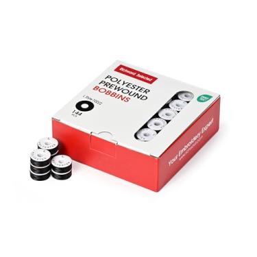 Imagem de BAi Bobinas de bordado, preto, 144 peças, tamanho G (SA155), 60WT (70D/2) bobinas pré-enroladas para máquina de bordar comercial com várias agulhas