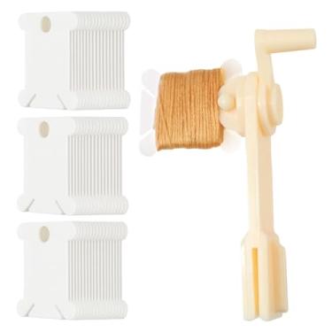 Imagem de 120 bobinas de bordado, cartões de linha de plástico para suporte de linha de ponto cruz, armazenamento de costura, artesanato DIY (branco)