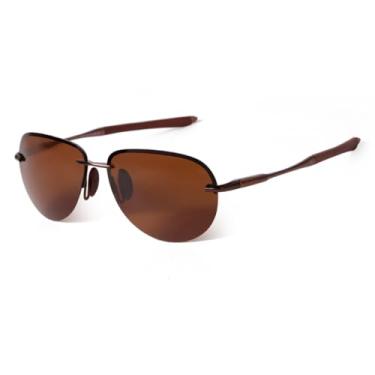 Imagem de HCHES Óculos de Sol Oversized com Meia Armação Femininos Ultraleves para Dirigir, Polarizados, Masculinos, Sem Aro, Proteção UV400 (2)