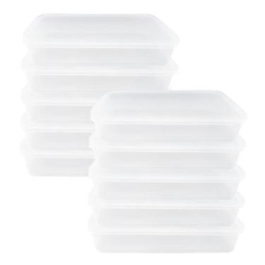 Imagem de 10 Pote PP 1L Retangular Tampa Lacre Alta Vedação Marmitas Freezer Mic