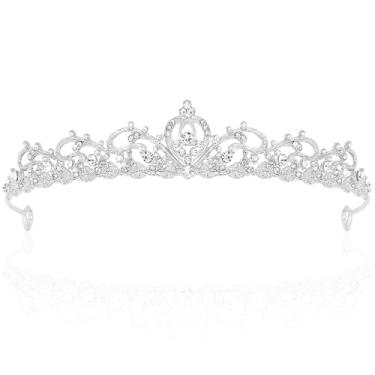 Imagem de TOBATOBA Tiaras para mulheres, meninas, cristal, prata, tiara de noiva, tiaras de casamento para noiva, princesa quinceanera, coroa, aniversário, formatura, concurso, Halloween, cosplay, fantasia