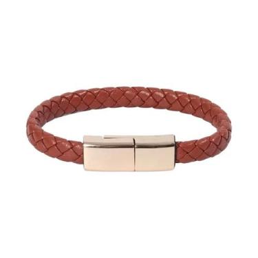 Imagem de Cabo De Carregamento USB Trançado Universal De Couro Para iPhone Samsu