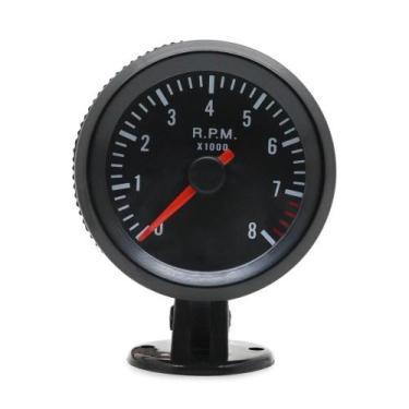 Imagem de Tacômetro Automotivo Preto Com LED Branco 52mm 0-8000RPM Para Motores 