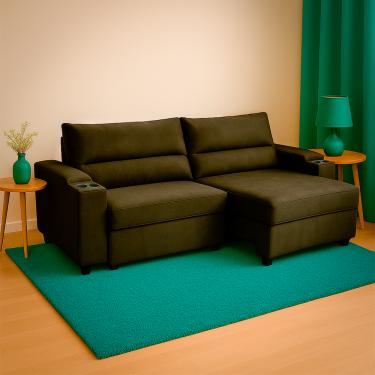 Imagem de Sofá Retrátil Acapulco SMP Com Porta Copo Embutido Veludo 2m Marrom