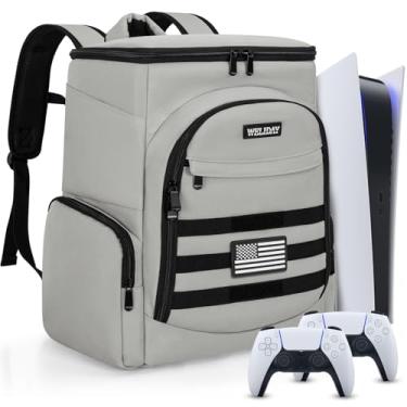 Imagem de WELIDAY Gaming Console Bag Compatible with PS5/PS5 Slim/PS5 Pro, Protective Travel Case with 15.6″ Laptop Compartment Playstation Backpack with Multiple Pockets for Accessories (Grey)