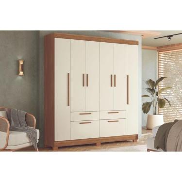 Imagem de Guarda Roupa Casal 6 Portas E 4 Gavetas C/ Pés Guarapuava 6.4 Jatoba/areia - Santos Andirá