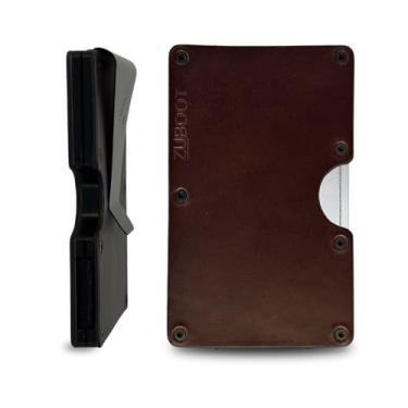 Imagem de Carteira fina RFID Centrum, várias cores, Clipe de couro marrom, Minimalista