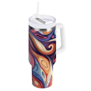 Imagem de xigua Copo Majestic Horse 1,134 g com tampa e canudo, aço inoxidável de vácuo duplo isolado garrafa de água esportiva suporte para copo de café de viagem à prova de vazamento para bebida gelada