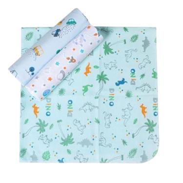 Imagem de Cueiro Flanelado Papi Textil Estampado Para Bebê 80Cm X 80Cm Contém 03 Unidades