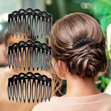 Imagem de 3 Pentes laterais de cabelo francês, conjunto de acessórios de pente de cabelo feminino, pente decorativo de plástico, grampos de cabelo, véu de casamento de noiva, pentes de cabelo para vários