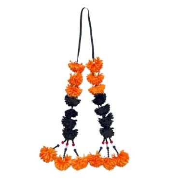 Imagem de Phuang Malai Tradicional, Guirlanda de Flores para Muay Thai, Multicolorido, Proteção Espiritual, Acessório para Cerimônias e Competições (Preto/Laranja)