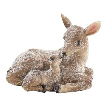 Imagem de Wswqop Estátua de alce em resina, enfeite de mesa, peça central, estatueta de rena natalina, escultura de animal para escritório, quarto e lareira.