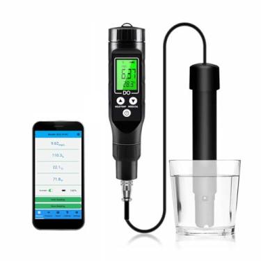 Imagem de HGTRH Medidor de oxigênio dissolvido, medidor portátil DO controle de aplicativo Bluetooth 0,0-30,0 mg/L de alta precisão para teste de água de aquicultura de aquário