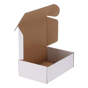 Imagem de HORLIMER Conjunto de 1 caixas de envio de 22 x 15 x 7 cm, caixa de correio de papelão ondulado branca para embalagem de pequenas empresas