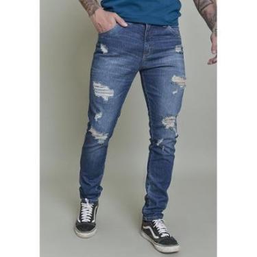 Imagem de Calça Skinny Masculina Lavagem Stone Rasgada Dial-Masculino