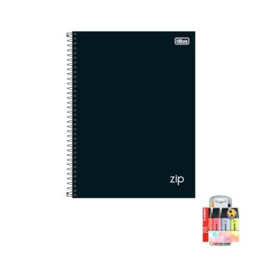 Imagem de Kit Caderno Universitário 10 Matérias Preto 160 Folhas + Caneta Point 88 10 Cores + Marca Texto Boss 4 Cores