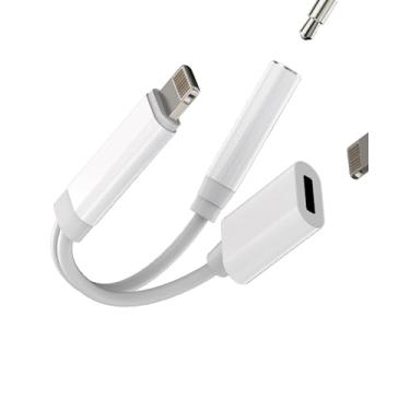 Imagem de Adaptador Lightning (2 em 1) para iPhone 14 pro max para fone de ouvido de 3,5 mm, divisor de carregador de áudio auxiliar de carro para Apple MFi adaptador de conector de carregamento certificado