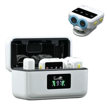 Imagem de Microfone de Lapela Sem Fio Duplo com Redução de Ruído, Case de Carregamento, Conexão 2.4GHz, Alcance 20m (Branco)