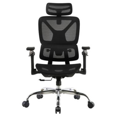 Imagem de Cadeira Ergonômica Premium - Tecido Respirável, Suporte 150kg, Apoio Lombar e Pescoço Ajustáveis para Escritório e Jogos
