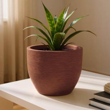 Imagem de Vaso de Polietileno Decorativo Cone Redondo 25x20 cm com ou sem Prato – Jardim Sala e Varanda (Marrom SEM prato)