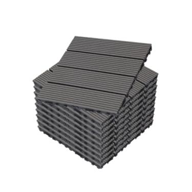 Imagem de SPXMQSS Decking composto, azulejos de deck ao ar livre, telha de convés interligados WPC para exterior interior pátio jardim varanda terraço 30 x 30 x 2,2 cm D 33 peças