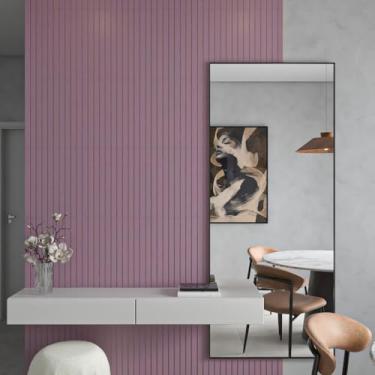 Imagem de Kit 20 Painel Ripado MDF 45x11 Autoadesivo Revestimento Decorativo para Parede (5 Placas,Rosa)