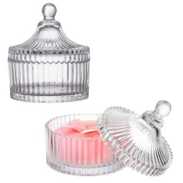 Imagem de Bomboniere Potiche De Vidro 12,5cm Multiuso Baleiro 2 Peças - Lyor