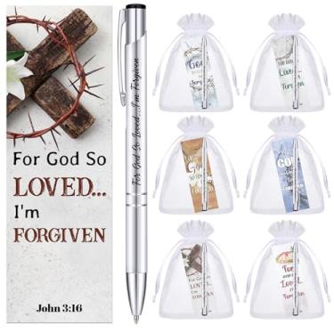 Imagem de Dispowreath 24 peças/12 conjuntos John 3: 16 Crown of Thorns Bookmark com caneta, inclui 12 marcadores de livro para Deus tão amado, 12 canetas inspiradoras de versículo bíblico para mulheres e homens