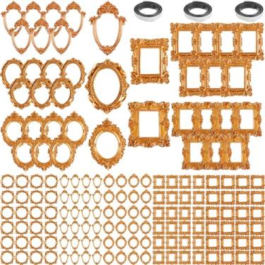 Imagem de Teenyyou 150 porta-retratos dourados com fita magnética, pequenas, vintage, resina, antiguidade, miniatura, miniatura, barroco, para fotos, joias, decoração de casamento