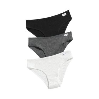 Imagem de Conjunto De 3 Calcinhas Femininas De Algodão Macio E Respirável, Cores