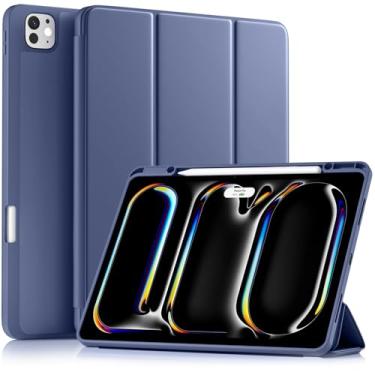 Imagem de Akkerds Capa compatível com iPad Pro de 13 polegadas (M5/M4) 2025/2024, para iPad 13 Pro com suporte para lápis, capa protetora fina com três dobras com parte traseira de TPU macio, despertar/hibernar