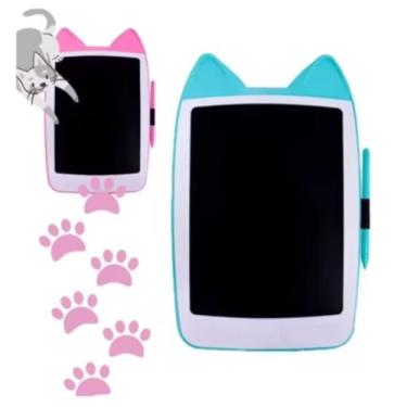 Imagem de Lousa Mágica Gatinho LCD-Digital Colorido Tablet Infantil Tamanho10" Facilita aprendizado, Divertido-Férias com Caneta, Botão de Apagar, Portátil e Reutilizável