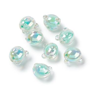 Imagem de LiQunSweet 20 peças de contas de acrílico verdes em forma de cabeça de urso com revestimento UV arco-íris iridescentes contas de animais para joias faça você mesmo, pulseira, colar, brinco, artesanato