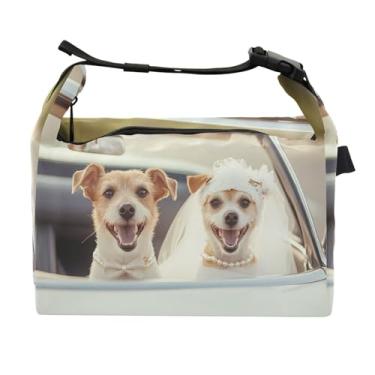 Imagem de STAYTOP Lancheira Two Happy Dogs Getting Married com fivela de alça, lancheira isolada para meninos e meninas, lancheira térmica para trabalho escolar