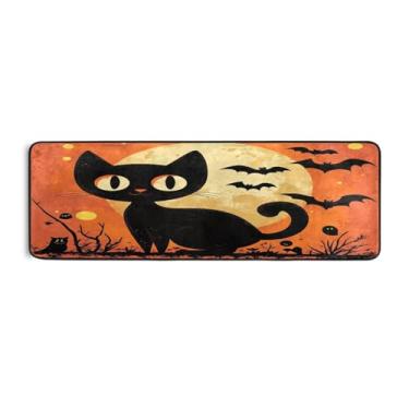Imagem de Qilmy Tapete de corrida de gato preto para Halloween 183 x 61 cm, antiderrapante, antifadiga, confortável, tapetes longos, para quarto, sala de estar, banheiro, corredores, entrywa1015