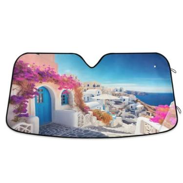 Imagem de Wassud Para-brisa para-sol acessórios de carro dobrável para janela frontal de carro blocos raios UV praia casa refletivo guarda-sol 59,7 x 134,6 cm