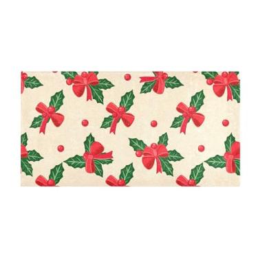 Imagem de Burbuja Tapete de corredor, laço vermelho, baga, pelúcia, antiderrapante, tapete de cozinha para corredor, quarto, sala de estar, decoração de entrada, lavável na máquina, 51 x 99 cm