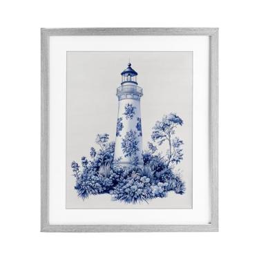 Imagem de Stupell Industries Toile Estampa emoldurada cinza farol sob vidro, design por Lettered and Lined, 16 x 13