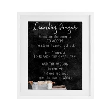 Imagem de Stupell Industries Accept The Stains Laundry Prayer Impressão emoldurada branca sob vidro, design de Kim Allen, 16 x 13