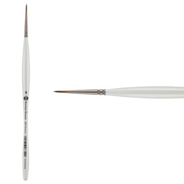 Imagem de Borciani e Bonazzi Pincel de pintura sintético Unico Fiamatto Série 820, redondo, tamanho 4, para pintura acrílica e aquarela, cabo ergonômico, amigo dos animais, virola de latão, feito à mão na