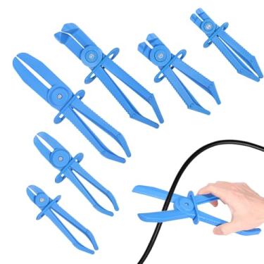 Imagem de Pacote com 6 alicates de mangueira, tipo reto e cotovelo, conjunto de alicates de linha de combustível para mangueiras flexíveis automotivas, linhas de gás, radiador, freio, refrigerante e linhas de