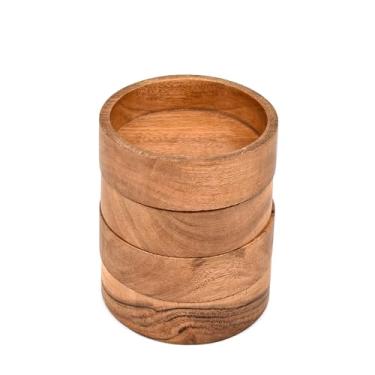 Imagem de EDHAS Tigela de madeira de acácia feita à mão - conjunto de 4 peças para especiarias, molhos, sobremesas, aperitivos e porções decorativas (12,7 cm x 12,7 cm x 3,8 cm)