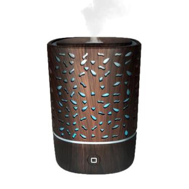 Imagem de Difusor de Aromas Umidificador de Ar com LED, Design em Madeira, 125ML, USB, Vapor Frio, Iluminação Colorida
