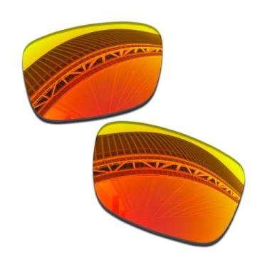 Imagem de LenzProse Lentes de reposição polarizadas de 1,5 mm para óculos de sol Oakley Si Det Cord OO9253 61 mm, antiarranhões, Vermelho fogo polarizado - 1,5 mm, 61mm