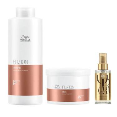 Imagem de Wella Professionals Fusion Kit  Shampoo + Máscara + Óleo Smoothening, 